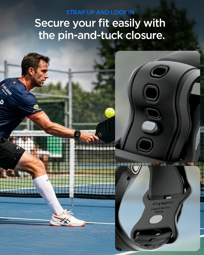 Spigen for Apple Watch Ultra 3/2/1 49mm, Series 11/10 46mm Band with Case | Liquid Air Pro Secure Fit Durable Breathable Water-Resistant Sport Protective Cover Strap Black Apple Watch Ultra 49mm