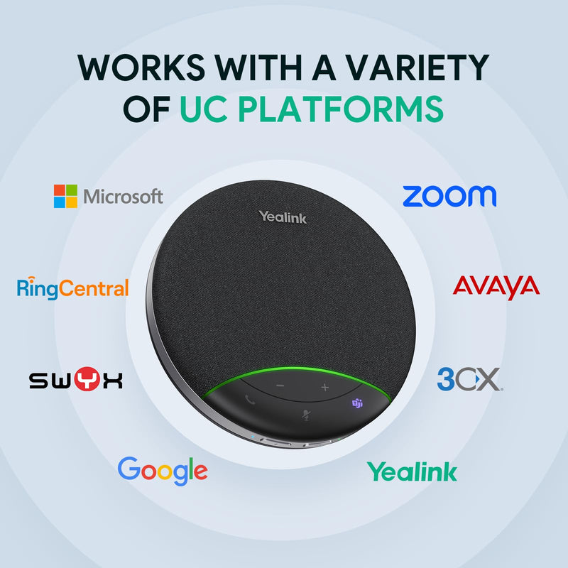 Yealink Sp92 Conference Speaker and Microphone Teams Certified Mic with Al Noise Cancelling 20H Call Time USB Speakerphone for Small Meeting Room, Bluetooth Speaker for Computer/Laptop Black- SP92 USB C/A