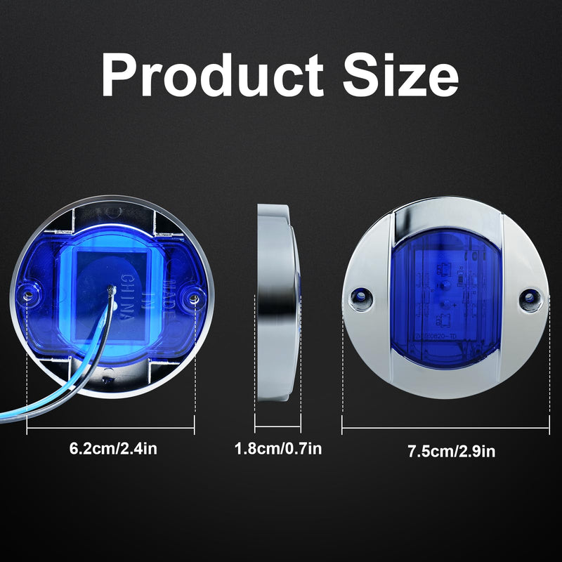 12Pack DC12V 3" Round Marine Boat LED Navigation Lights Stern Anchor Transom Deck Courtesy Light Interior Lamp Waterproof for Pontoon Kayak Sailboat Fishing Boat - Blue