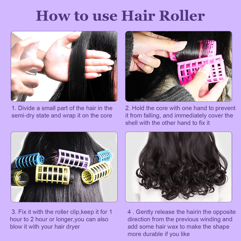  [AUSTRALIA] - 12 Pcs Hair Rollers Set, Self Grip Hair Rollers, Plastic Rollers Curlers, Adhesive Roller, for Long Medium Short Hair Styling Hair