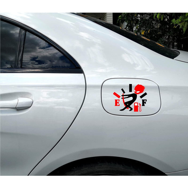 Funny Car Stickers, High Gas Consumption Decal, Angry Boy Adjusting Fuel Gauge, Fuel Gage Empty Stickers for Cars, Van, Trucks, Car Decals for Women Men 2pcs~5.1"