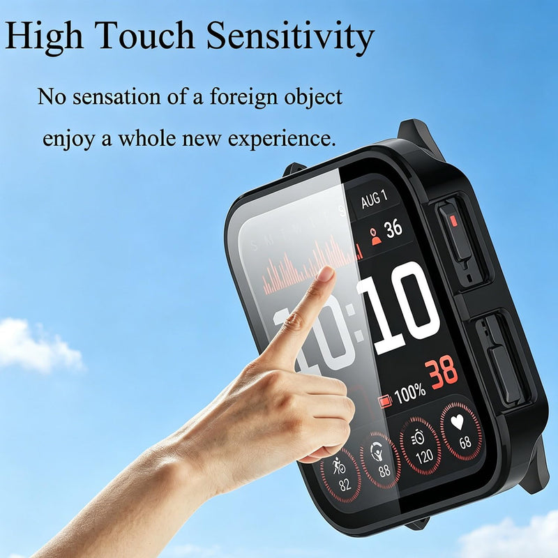 2-Pack Rc-Z Screen Protector Case for Garmin Venu X1 Smartwatch, Hard PC Bumper Built-in Tempered Glass Film Face Cover Replacement Accessories for Women Men, Clear