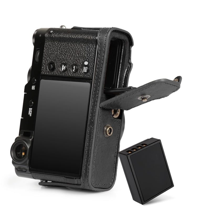 Mega Gear Genuine Leather Camera Case for Fujifilm X100VI - Stylish and Protective - Black