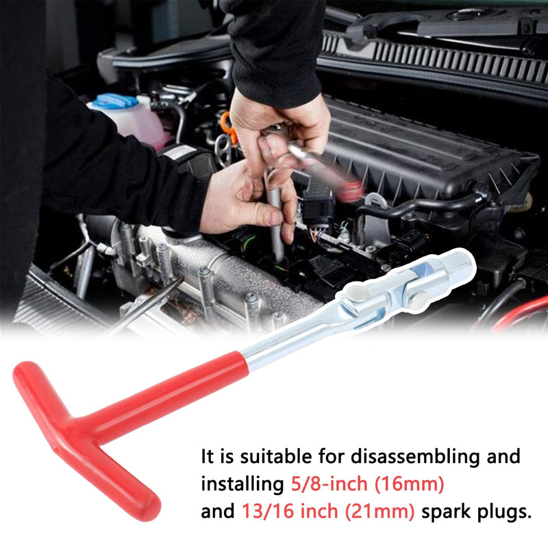 Spark Plug Socket Wrench T-Handle 5/8 Inch (16 mm) and 13/16 Inch (21 mm) Spark Plug Socket Wrench Remover Installer Tool for Motorcycles, Lawn mowers and Small Motor Vehicles, etc