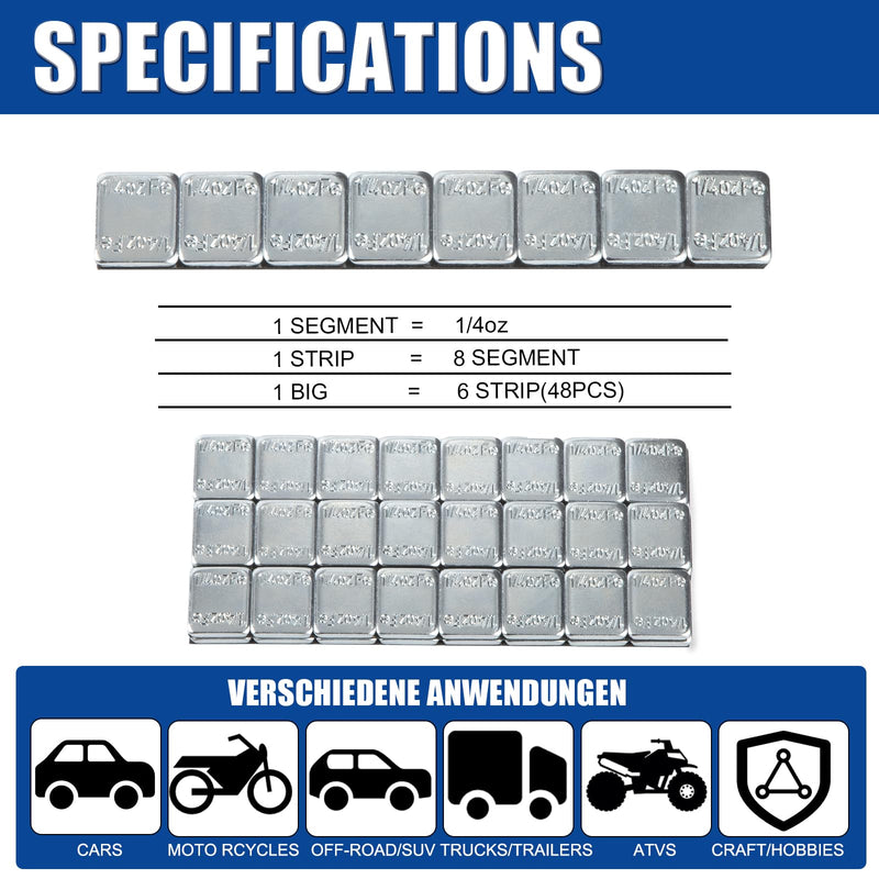 JiiinMiiin Upgraded Wheel Weights 1/4oz, 0.25oz - 48PCS Adhesive Stick on Wheel Weights, 12oz/Box, Perfect for Cars/Trucks/SUVs/Motorcycles Chrome