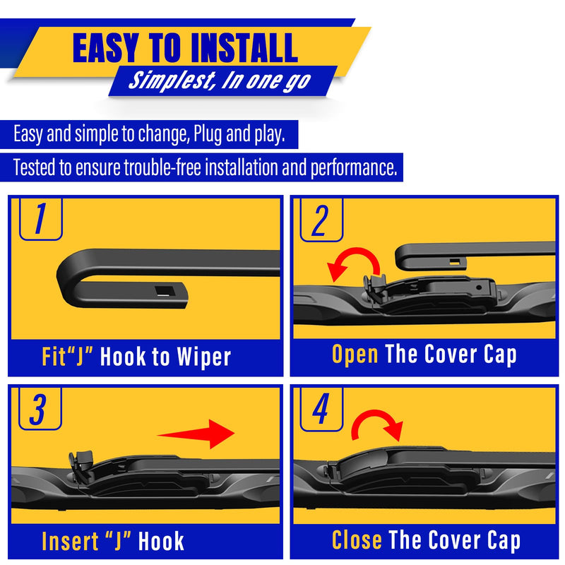 3 wipers Replacement for 2013-2018 Toyota RAV4, Windshield Wiper Blades Original Equipment Replacement - 26"/16"/10" (Set of 3) U/J HOOK 26"+16"+10"