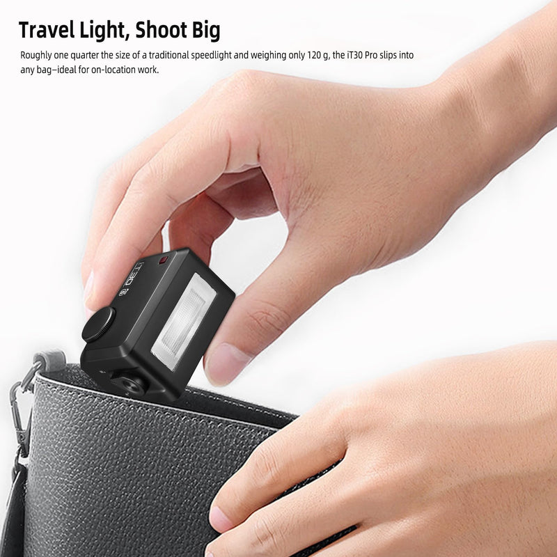 Godox iT30Pro-S Pocket TTL Flash for Sony Camera: 2.4G Wireless + Touchscreen (Equivalent to Built-in X3 Trigger), Li-ion Battery, HSS 1/8000s, 560 Flashes, Built-in Diffuser for Portrait Photography