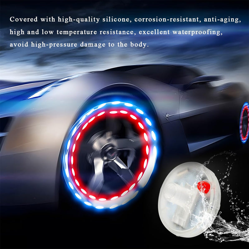 8 PCS Car Tire Wheel Lights, Colorful Solar LED Tire Valve Cap Lamp with Motion Sensor, Waterproof Flash Valve Stem Caps Lights for Cars, Truck, Bicycles, Motorcycles (8 PCS) 8 PCS