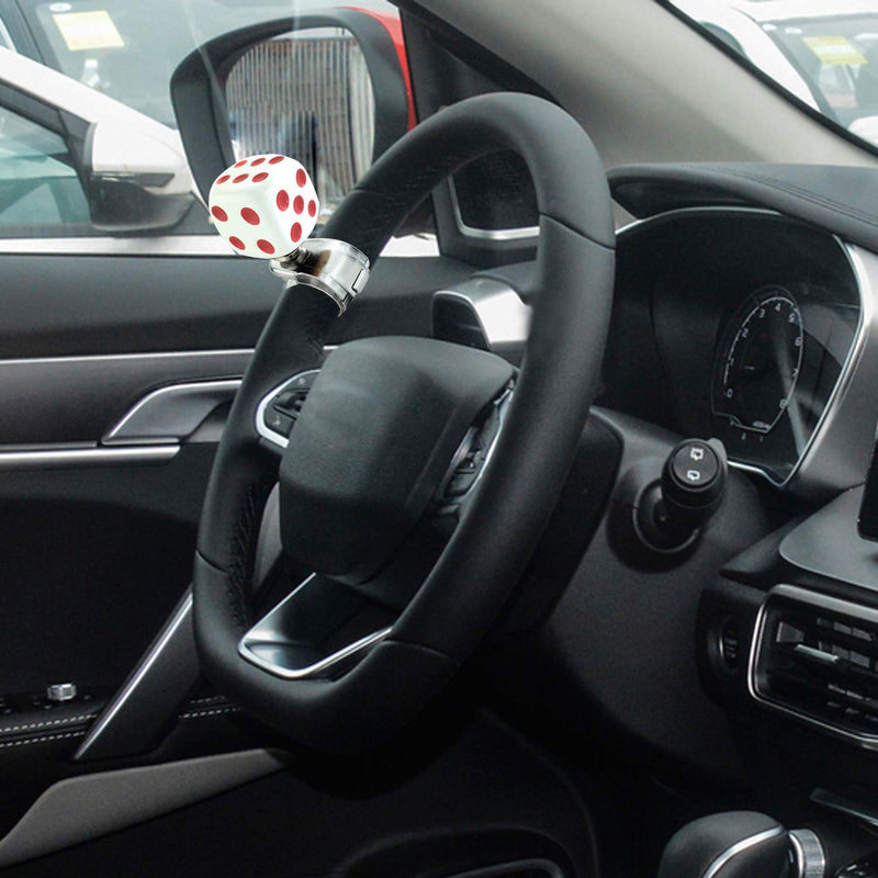 Arenbel Steering Wheel Knob Spinner Dice Shape Suicide Spinner Power Handles Fit Most Steering Wheels (Green White) (White-Red) White-Red