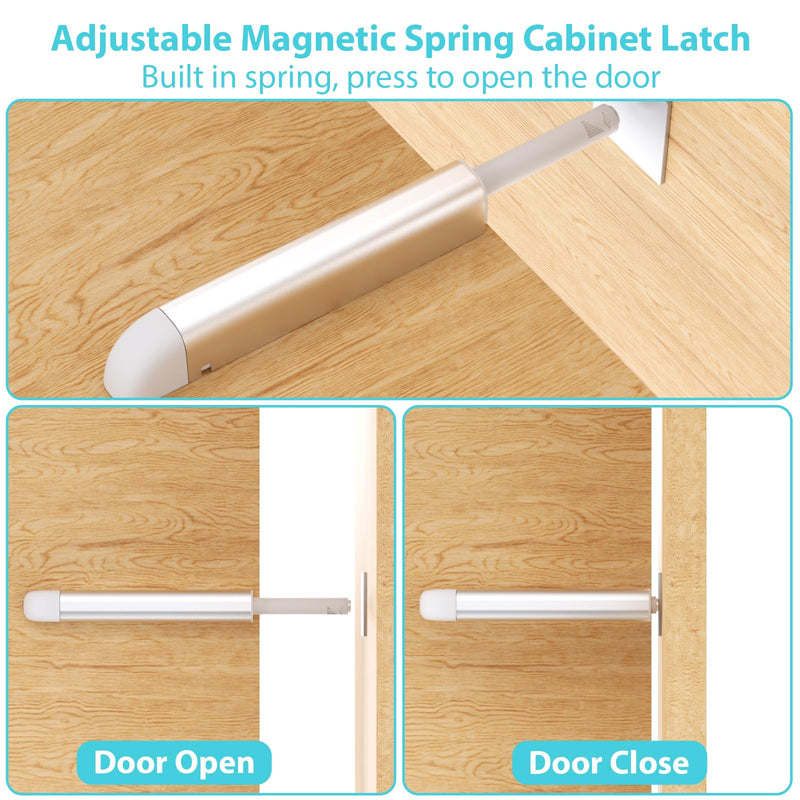 Magnetic Push Latches, 8 Pack, Push to Open Door Latch, Heavy Duty Cabinet Hardware for Hidden Doors, Drawers, Wardrobes, Kitchen, and RV Closets, Easy Install, Silent Operation Cylindrical
