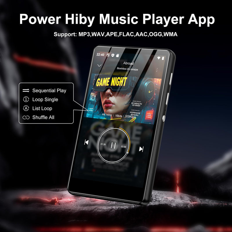 80GB MP3 Player with Bluetooth and WiFi - M503Pro Music Player with Spotify,Pandora,Amazon Music, 4.0-inch Touch Screen Android MP4 MP3 Player for Kids with Libby,Audible,Spotify Kids,FM Radio Black-80GB