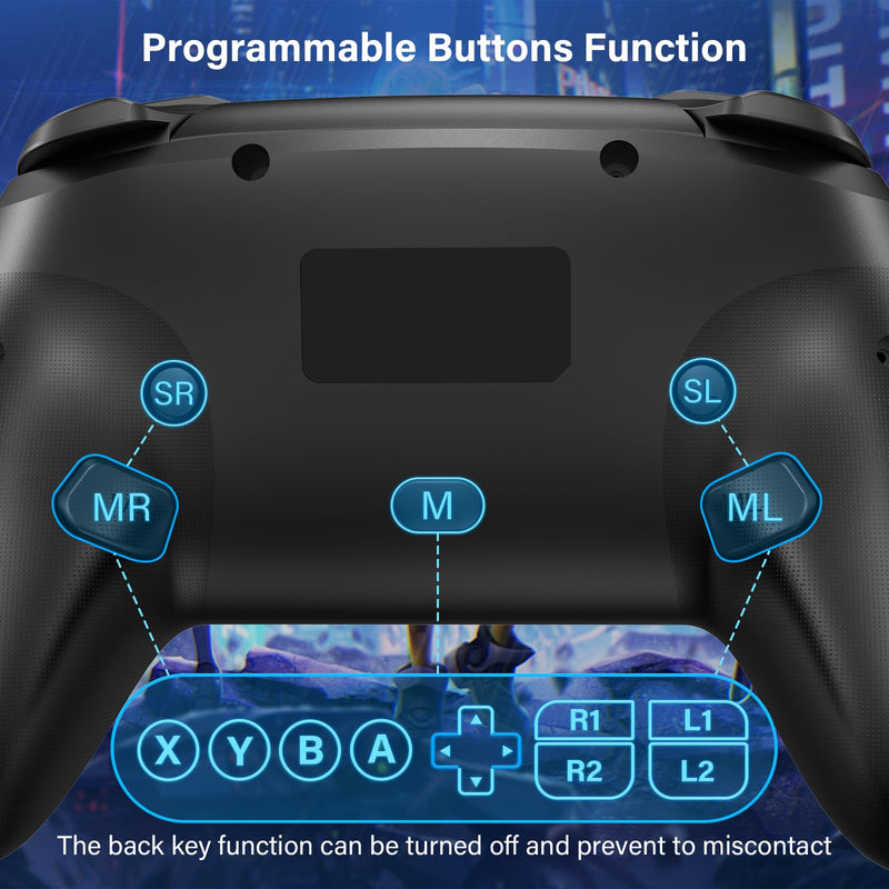 Switch Controller for Nintendo Switch/Lite/OLED, Wireless Switch Controller | Switch Controller with 10 LED Light, Pro Switch Controllers with One Key Pairing, Turbo, 6-Axis Gyro, 1000mAh Battery, Black