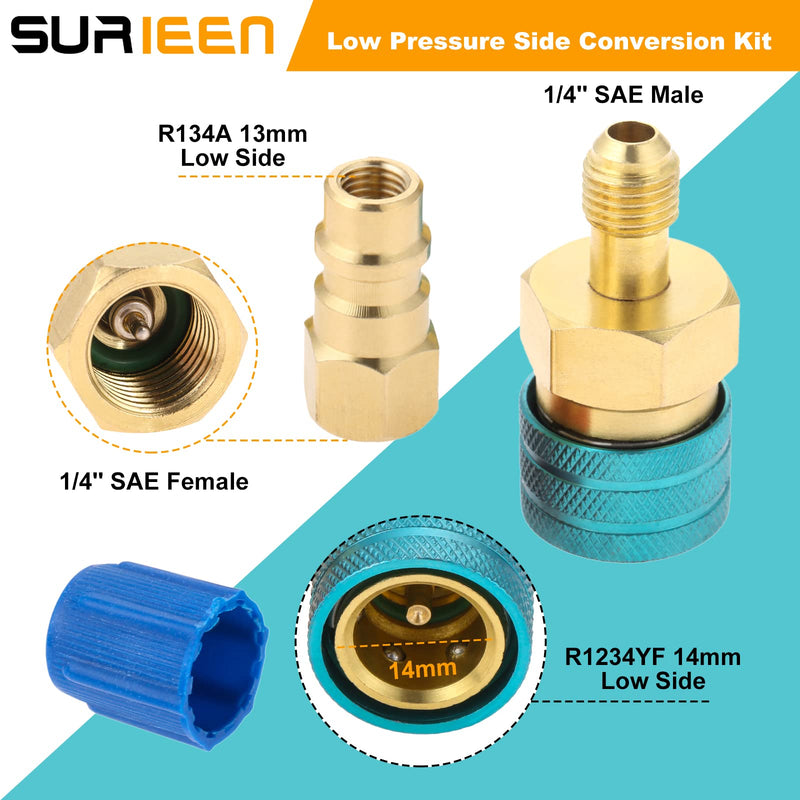 R1234YF Quick Couplers Kit, R1234YF to R134A Conversion Kit, High/Low Side Quick Coupler Adapter, 1234YF Quick Couplers Adapters & AC Hose Connectors for Car AC Refrigerant Charging-2PCS