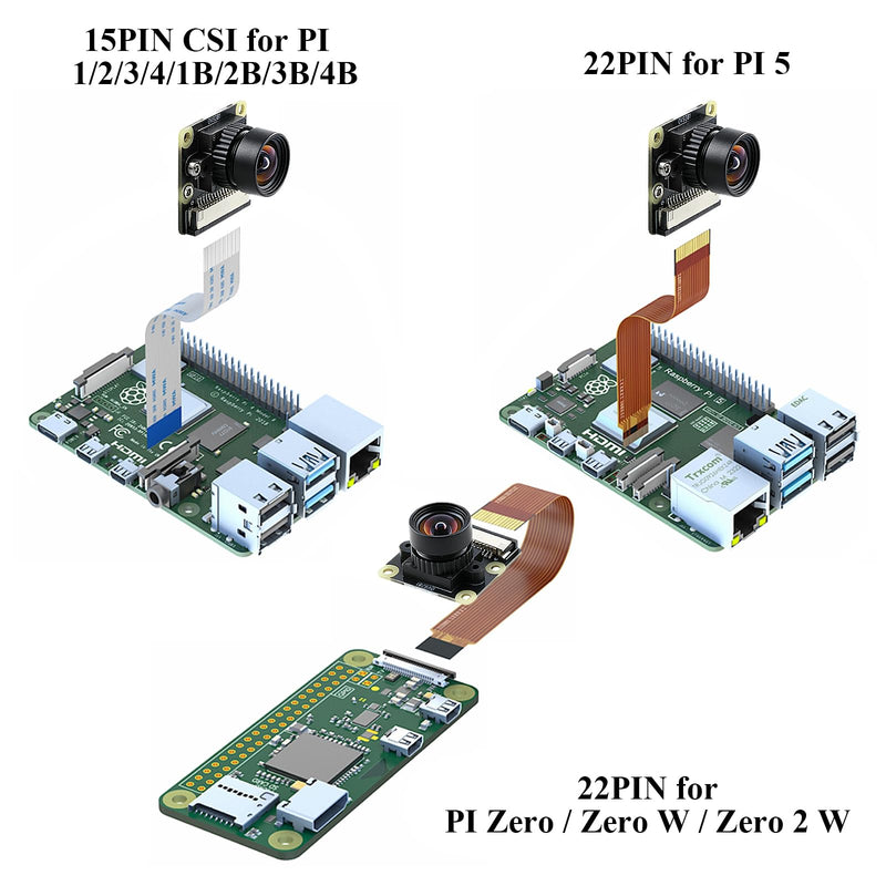 2PCS 120fps Monochrome Global Shutter Camera Module, 1MP OV9281 Sensor with 120° Wide-Angle Lens, Compatible with Raspberry Pi 5 / 4B / 3B+ / 3B / Zero 120 degrees