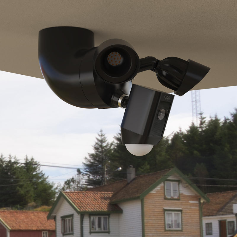 Eave Mount Compatible with R-ing Floodlight Cam Wired Pro/Plus ,WYZE Floodlight Camera v2 and Blink Wired Floodlight,REOLINK Elite Cameras, Plug-in Mount for Floodlight Cam Eave Bracket (Black) Black