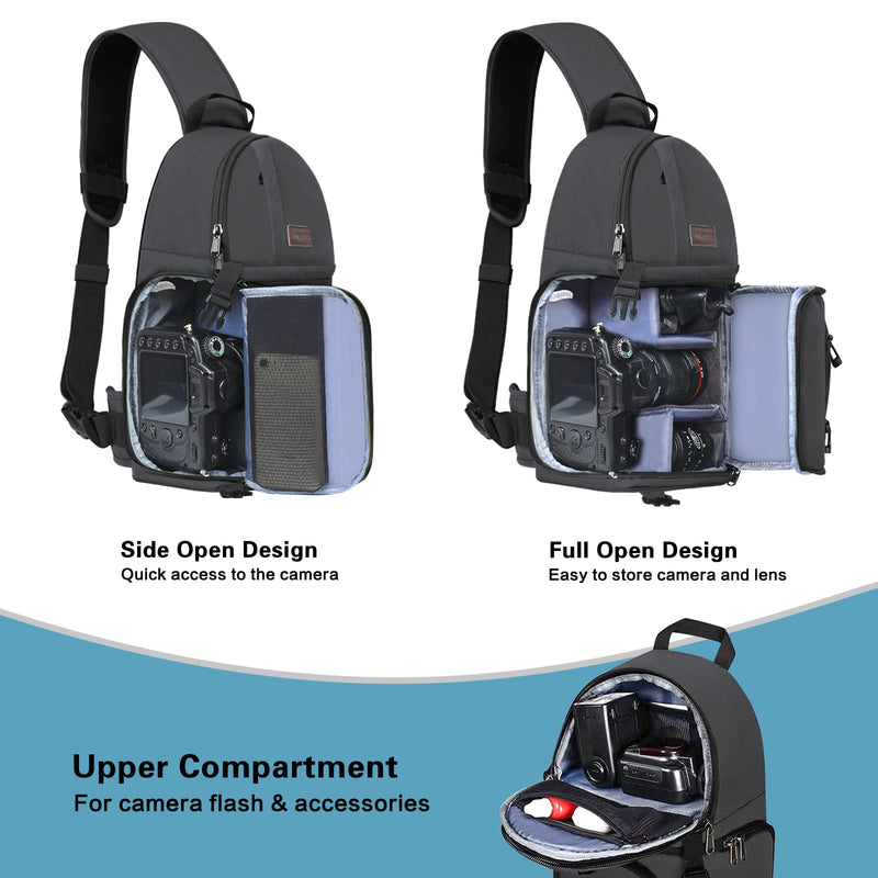 MOSISO Camera Sling Bag, DSLR/SLR/Mirrorless Camera Case Camera Backpack | Shockproof Photography Bag with Tripod Holder&Removable Modular Inserts Compatible with Canon/Nikon/Sony/Fuji, Space Gray
