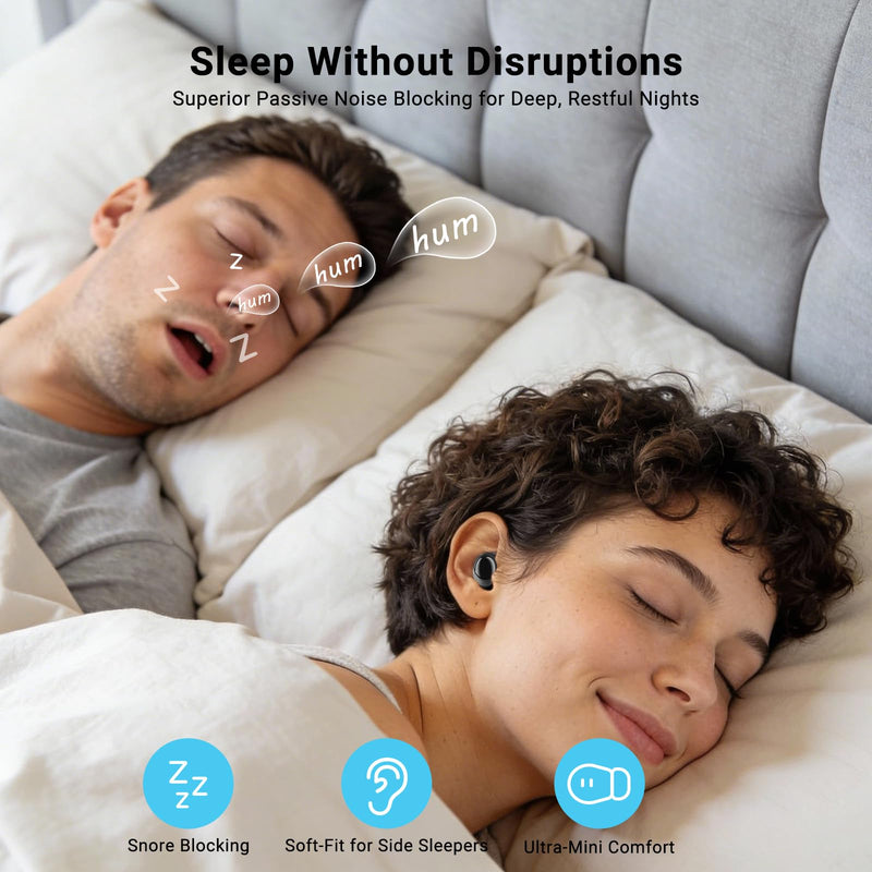 T33 Sleep Earbuds, Bluetooth 6.0 Noise Cancelling Sleep Headphones for Side Sleepers, ANC Up to 98%, Sleep Mode, 48H Playtime, Small Earbuds Comfort Fit for Sleeping, Travel, Work, Gold