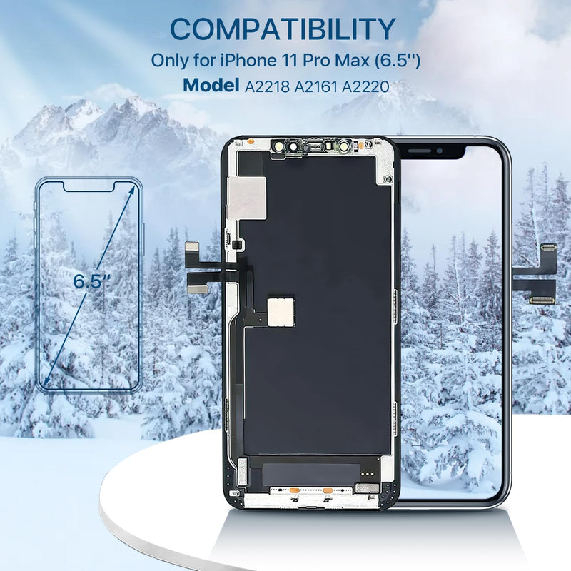 for iPhone 11 PRO MAX Screen Replacement 6.5'' LCD Display with Repair Kit | for iPhone 11 PRO MAX LCD screen with 3D Touch,Programmable Face ID, repair tools, adhesive seal ,Waterproof Frame Sticker