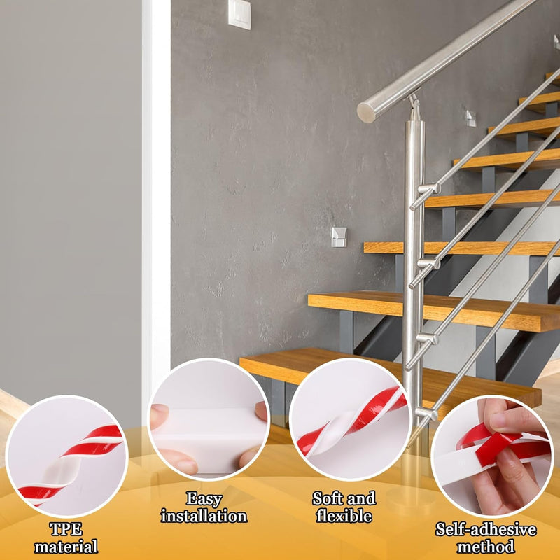  [AUSTRALIA] - Wall Corner Protector Self-Adhesive Flexible – Durable Rubber, Furniture Edge Guard, Easy to Install, White, Prevents Wall Damage, Ideal for Home or Office Use 2.4in×19.7ft Flat