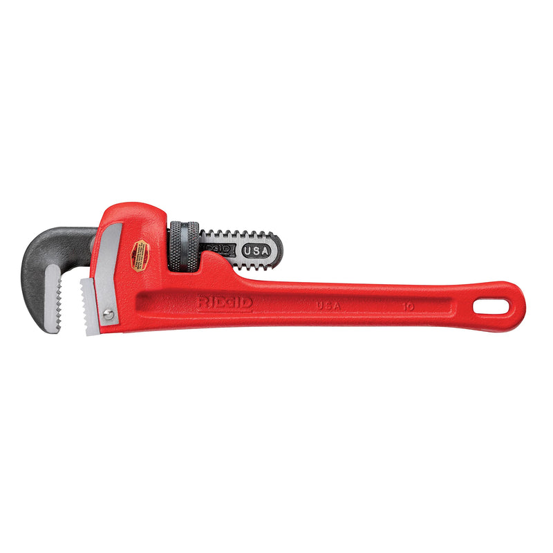 RIDGID 31010 Model 10 Heavy-Duty Straight Pipe Wrench, 10-inch Plumbing Wrench, Red, Black, 250mm (10in) 10" Durable, Heavy-Duty