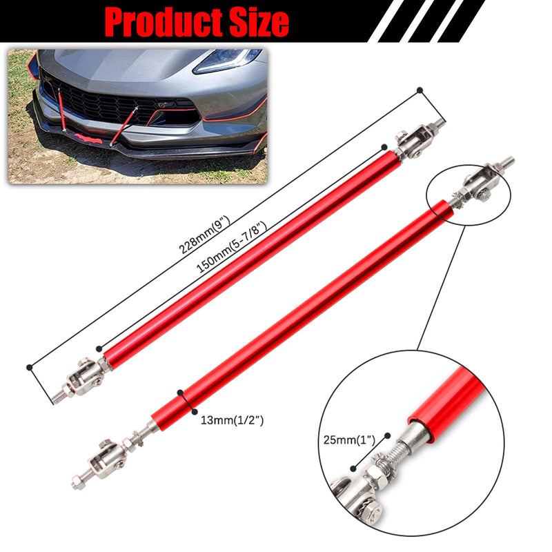 2PCS 8"-11" Adjustable Front Bumper Lip Splitter Diffuser Strut Rod Universal Bumper Lip Support Rods Compatible with Most Car Vehicles (Red) Red 8”-11”