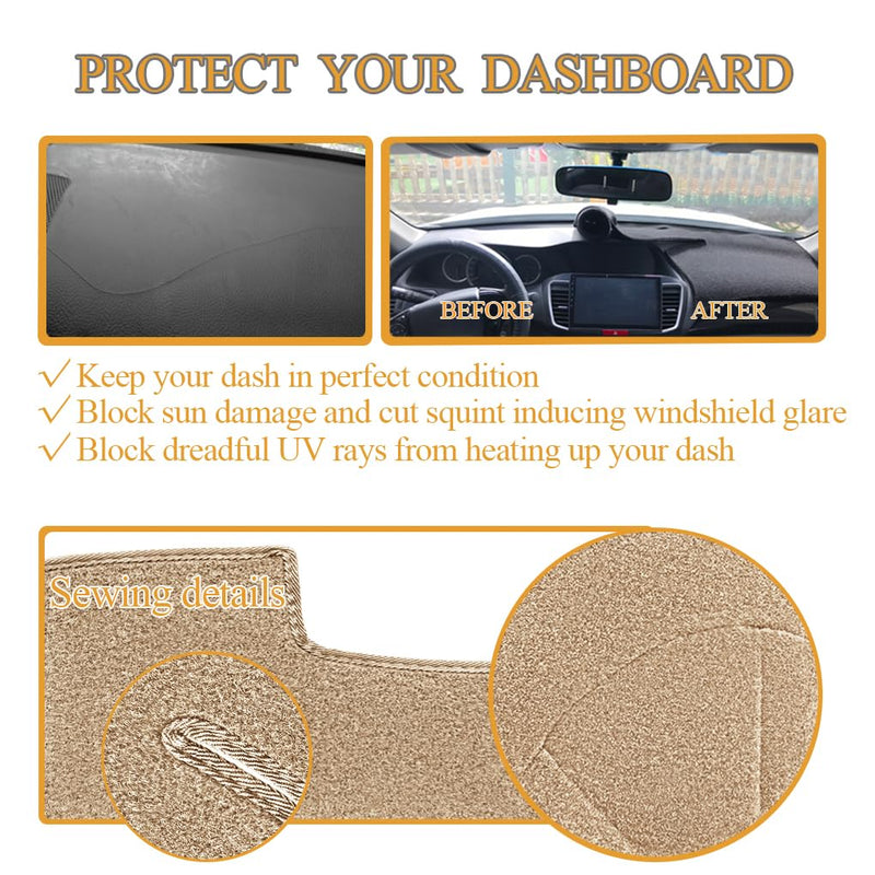 Yiz Dash Cover Mat Fit for Ford F150 F250 F350 Bronco 1992 1993 1994 1995 1996 1997 Dashboard Cover Carpet Pad Cap Protector (92-97 Beige) J20 92-97 Beige