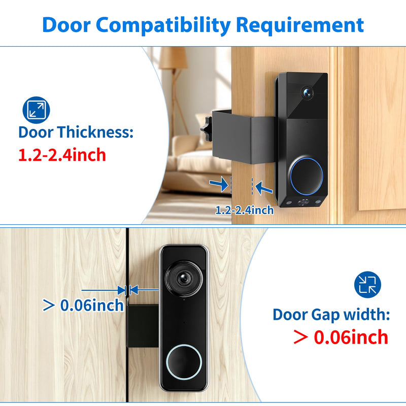 Anti-Theft Doorbell Mount for Wyze Doorbell Camera, No Drill Video Doorbell Mount Adjustable Mounting Bracket for Wyze Duo Cam Video Doorbell, Fully Metal Door Camera Mount for Home Apartment Rentals