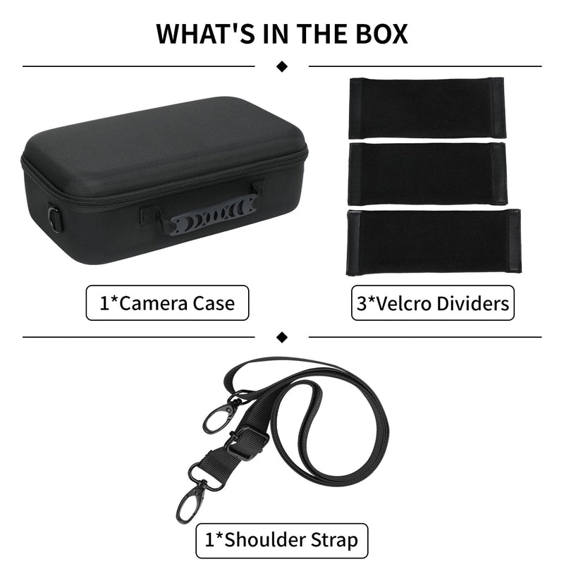 Camera Case for Canon EOS T7/T100/T6/R50/R100/R5/R7/R8/R6 Mark II,SL3 | Travel Protective Carrying Case Fits Camera And Standard Lens, Accessory Pocket For Portable Photography Use. Black