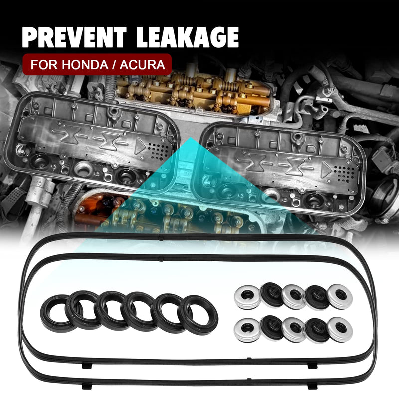 Engine Valve Cover Gasket Set Replacement for 2003-2009 Honda Accord Odyssey Pilot Ridgeline Acura RL TL MDX 3.0L 3.5L V6 VS50607R 12030-RJA-010 12341-RCA-A00 12030-RCA-A00