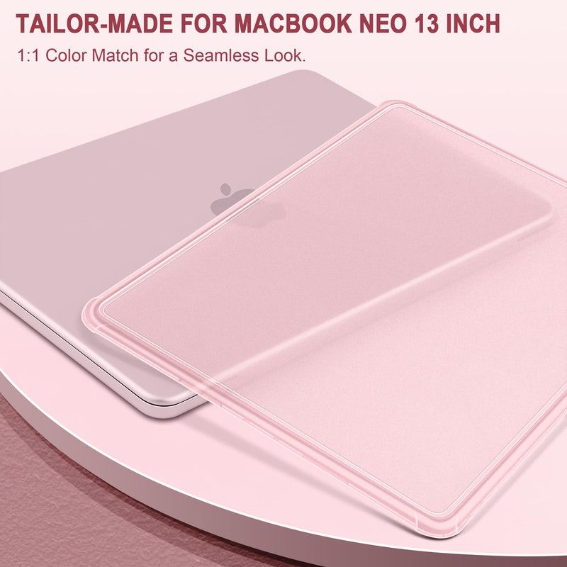 MEEgoodo for MacBook Neo 13 Inch Case 2026 Fit Model A3404 with Shockproof TPU Frame, Hard Shell Protective Cover, Anti-Fingerprint Matte Finish, Precise Cutouts, Laptop Case for MacBook Neo 13",Blush Blush