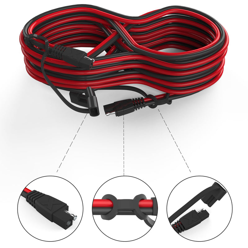 OYMSAE 25Feet SAE Extension Cable Quick Disconnect Connector 16AWG for Automotive, Solar Panel, Charging Adapter (25FT) 25FT(16AWG) 1 Pack