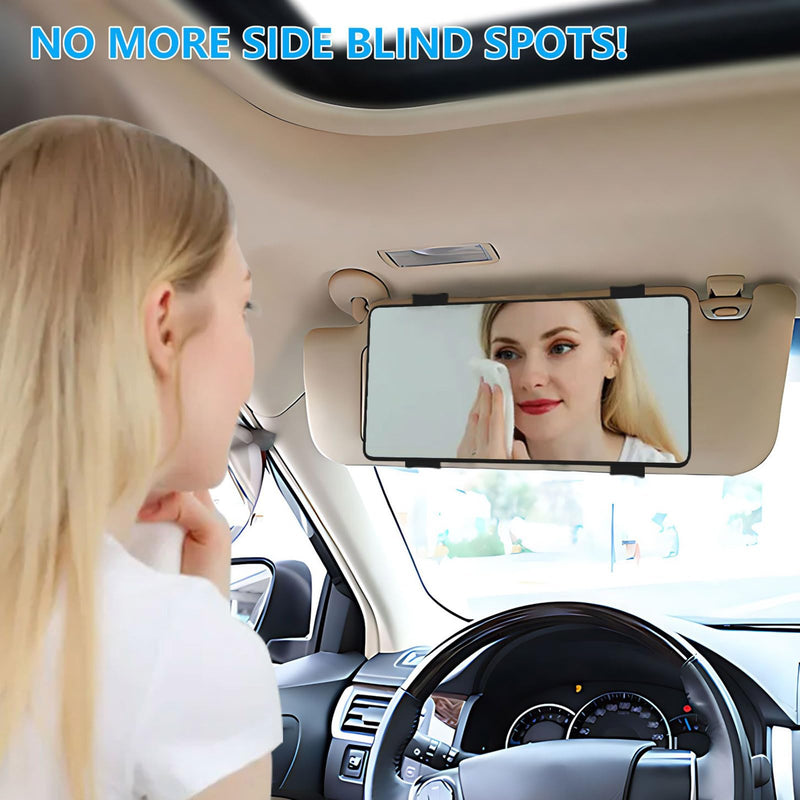 No Light - Car Visor Mirror Clip On for Women & Girl - Large Car Vanity Mirror for Sun Visor - Sunvisor Vanity Universal Fit for Vehicle & Truck - Black (No LED Light)