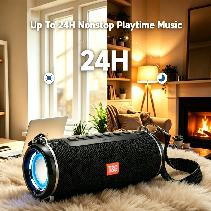 T&G Portable Ourdoor Speaker with Deepbass, IPX5 Waterproof Boombox | 12H playtime, TWS pairing,Bike speaker with strap, FM radio, TF/ USB port. Ideal rugged gift for camping ,Camouflage Camouflage