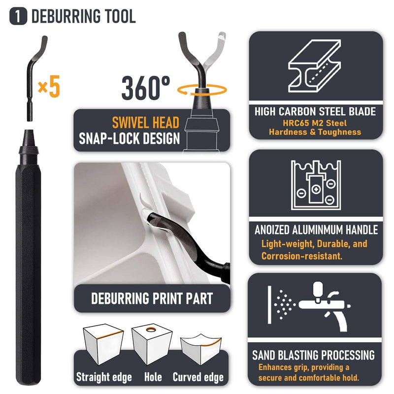3D Printer Tools Kit, Quality 3D Printing Tool Kit for Model Measuring/Finishing/Deburring/Drilling, 3D Printer Accessories for All FDM/SLA Printers Removing Support, Cutting Filament