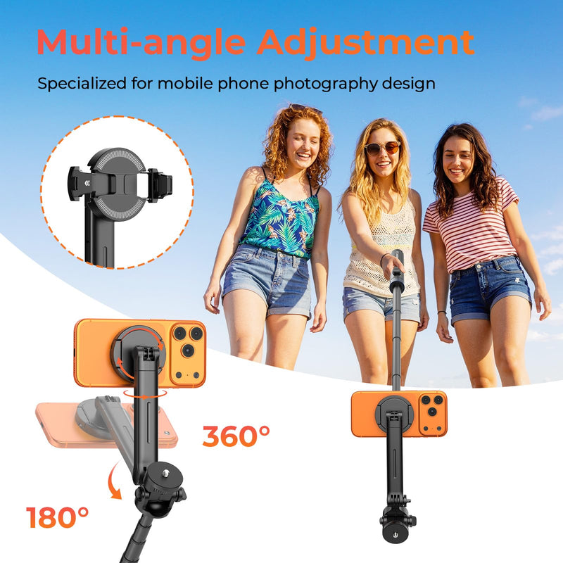 Kaitezenz 71" Auto Pop Open Magnetic Tripod for iPhone with Remote, 360° Rotation Cell Phone Selfie Stick Tripod Stand, Dual-Camera Tripod Compatible with Phone Camera