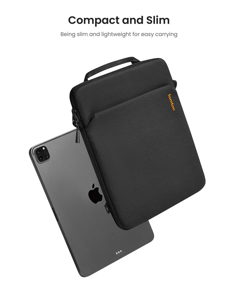 tomtoc Light-B19 Slim 13-inch iPad Pro M4 2024 Shoulder Bag with Acessories Storage, Eco-Friendly Fabric, Tailored for iPad Pro with Magic Keyboard and Smart Keyboard Folio 12.9-13 Inch for iPad Pro/Air Black