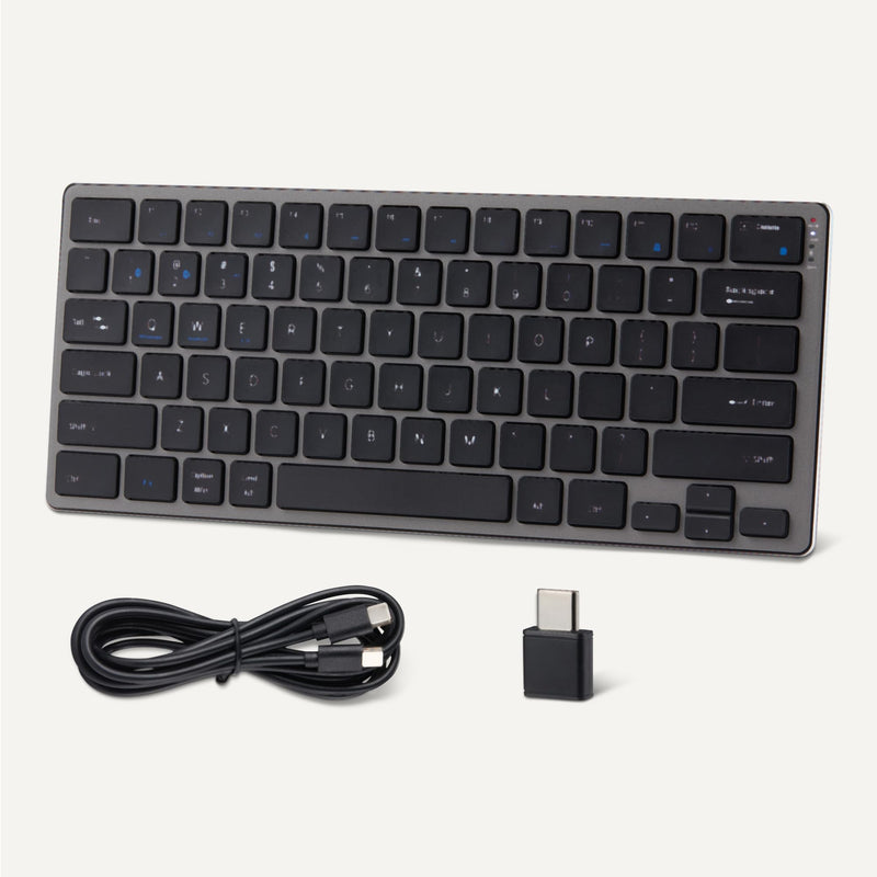 Amazon Basics Tablet Wireless Keyboard, Portable Compatible w/PC, MacOS, Laptop, Smartphone, Tablet