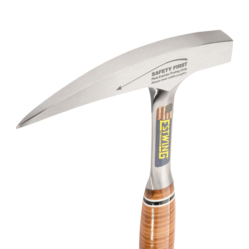 ESTWING Rock Pick - 22 oz USA Made Geology Hammer with Pointed Tip & Genuine Leather Grip - E30