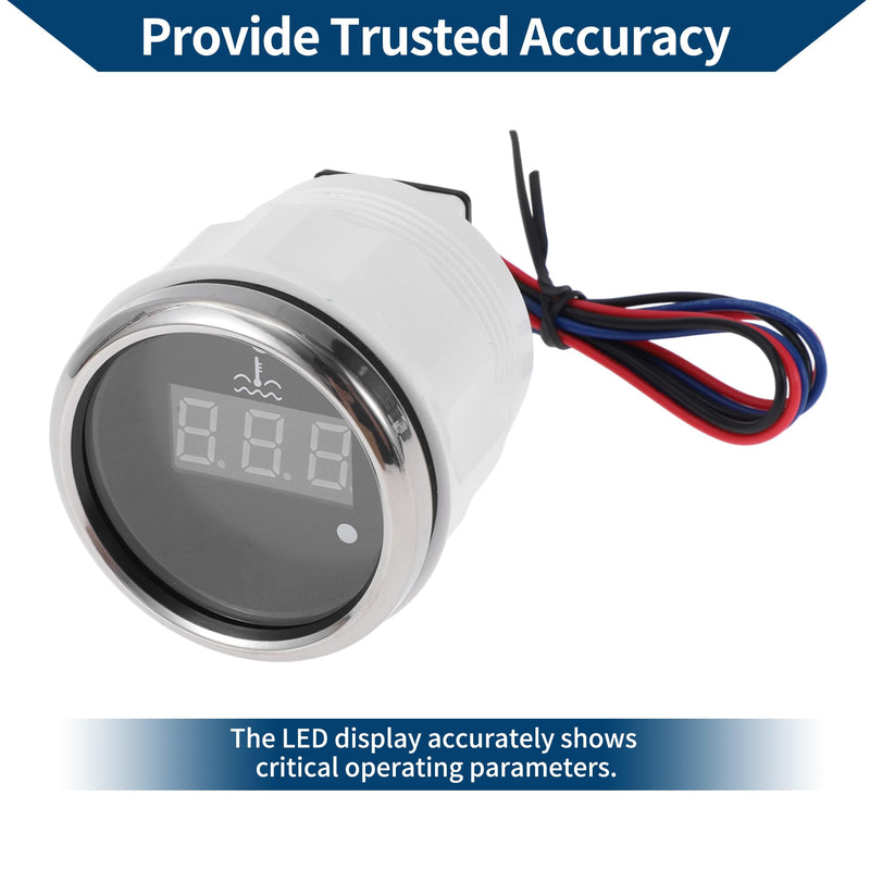 1.02" Universal Digital Water Temperature Gauge Kit with Black Joint Pipe Radiator Sensor Adaptor 100-300F - DC 12V Automotive LED Display 26mm