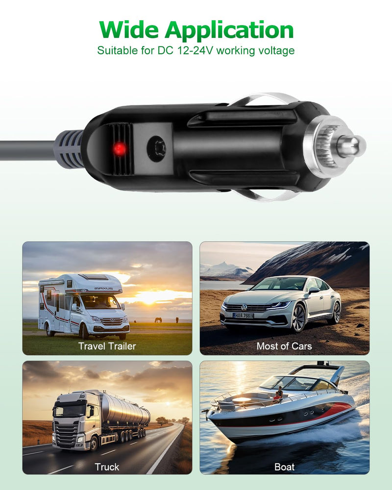 Starlink Mini DC Power Cable Cigarette Lighter 10FT Starlink Mini Cable 12V-24V DC Car Power Cable for Starlink Mini Accessories 18AWG Starlink DC Power Supply for Trucks Buses Ships Waterproof Gray Cigarette Lighter Plug