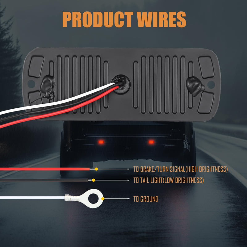 AT-HAIHAN Pack of 2 Aluminum Housing Red LED Trailer Stop Brake Turn Tail Lights, DOT Compliant Waterproof Surface Mount Lighting for Truck Tractor Jeep RV 4.4 INCH