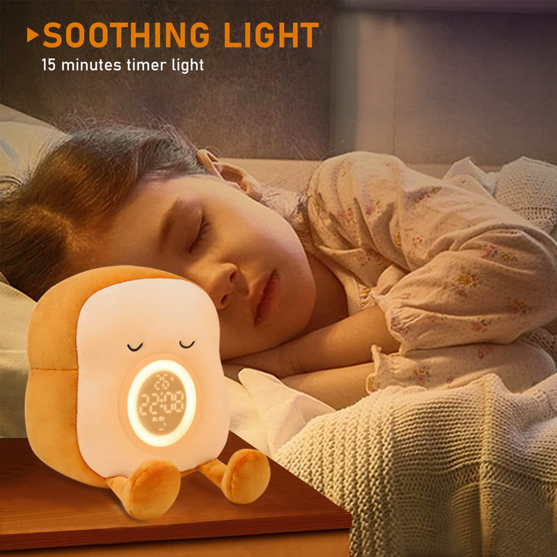 QANYI Kids Night Light Plushies, Funny Food Toast Bread Plush Cute Stuffed Alarm Clocks for Bedrooms, Cool Bedside Lamp Gifts for Women Kids 6 7 8 9 10 11 Year Old Girls