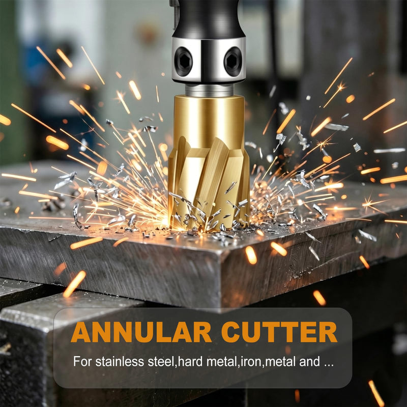 1-1/4"x2 HSS Annular Cutter，Titanium Coating，Weldon Shank，Diameter 1-1/4"，Cutting Depth 2" 1-1/4x2"