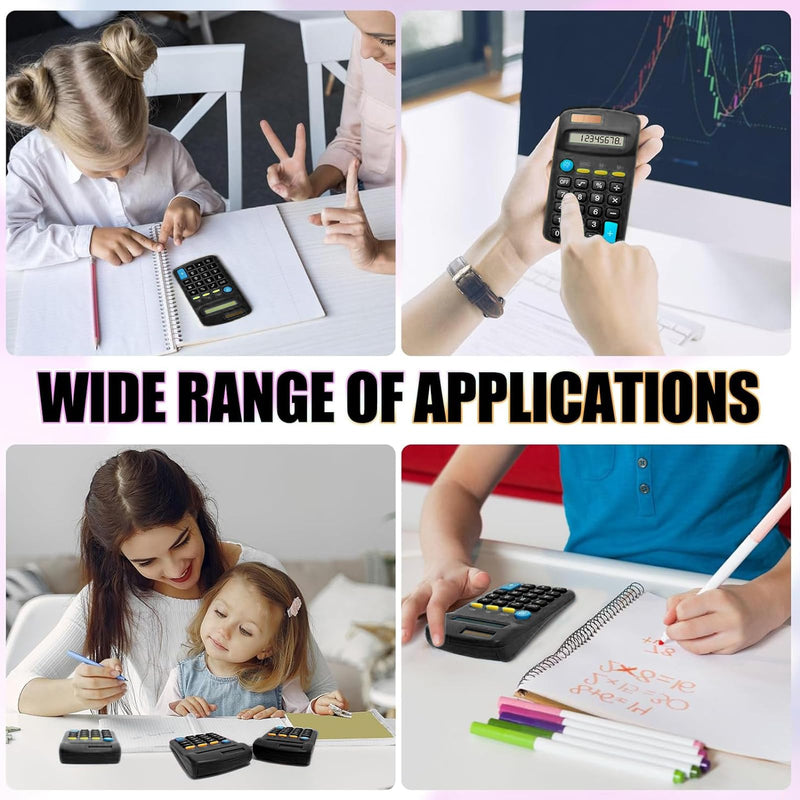 18 Pack Basic Calculators for Students, Pocket Calculator Bulk Classroom Mini Calculators Solar and Battery Dual Powered Handheld Calculator 8 Digit Display for Office School and Home (Black) Black