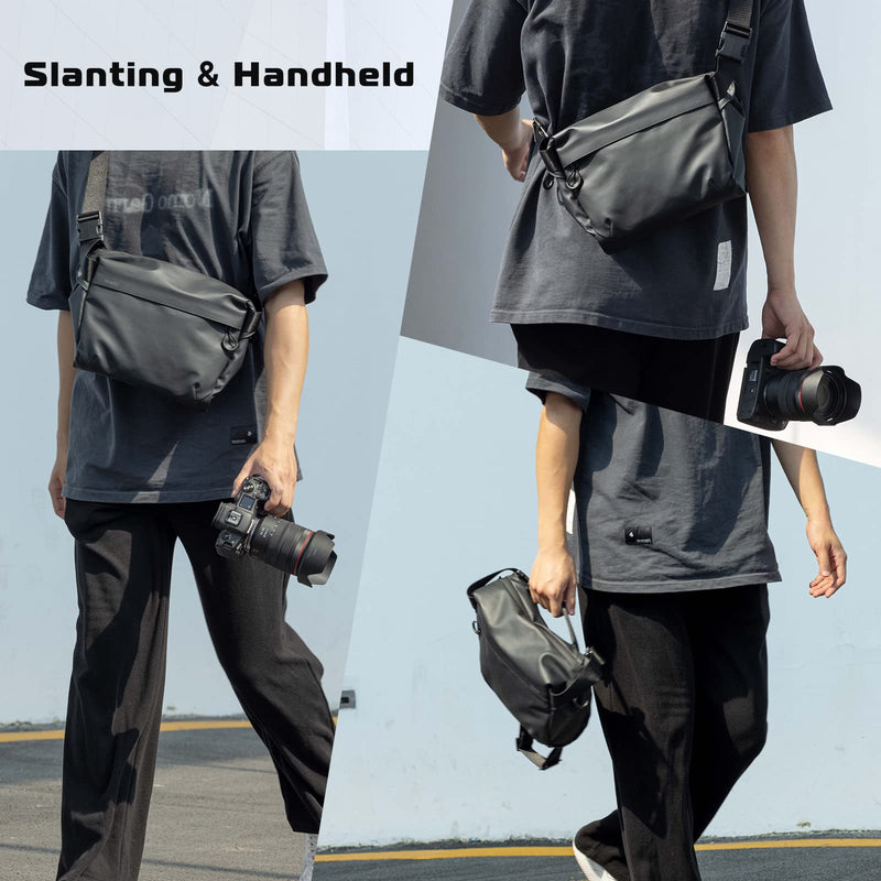 ULANZI Versatile Camera Shoulder Bag Photography Travel Messenger Portable | Travel Bag Accessories Stylish Crossbody DSLR Sling Bag Compatible with Sony Canon etc -BLACK 6L