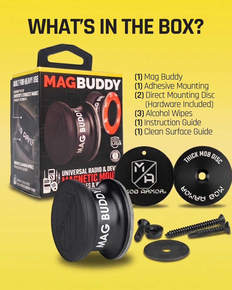 Mob Armor Mag Buddy, Universal Radio & Device Magnetic Mount | High-Strength Magnetic Hold, Rugged All-Day Durability, Universal Device Compatibility, One-Hand Access, Flexible Placement