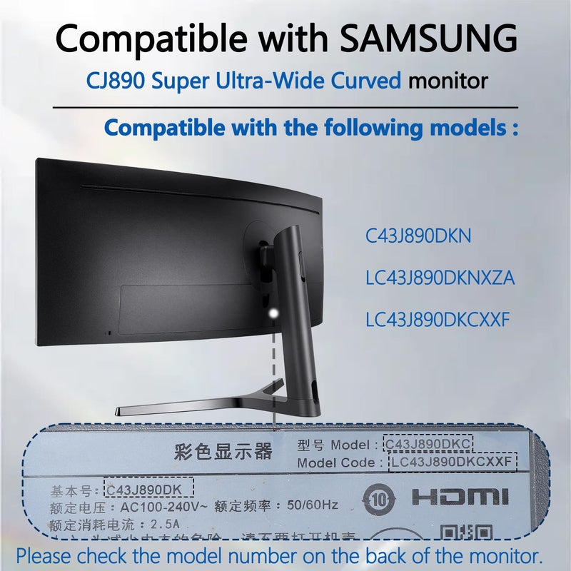 CJ890 VESA Mount Adapter is Compatible with Samsung 43"CJ890 Series Monitor | ( Fits C43J890DKN , LC43J890DKNXZA , LC43J890DKCXXF ) - 75x75 to 100x100 Wall Mount Bracke