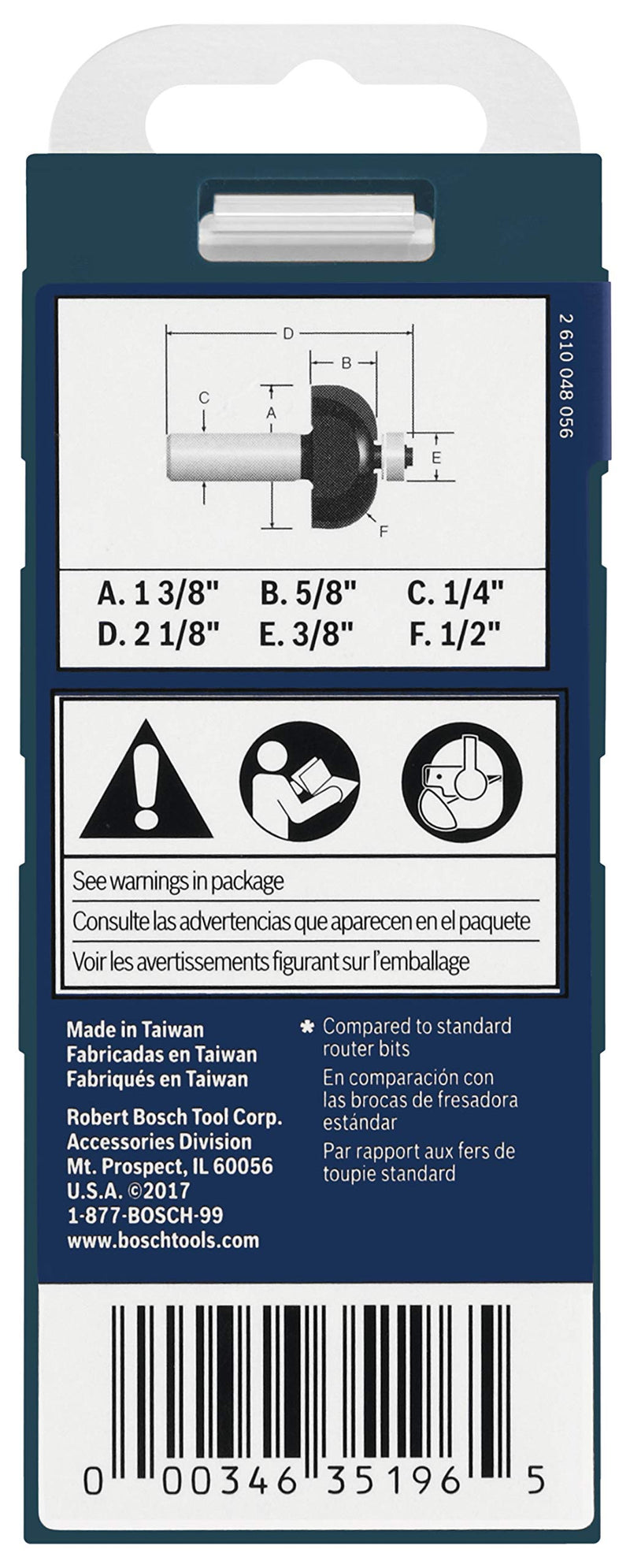 Bosch 85207MC 1/2 in. x 5/8 in. Carbide-Tipped Cove Router Bit
