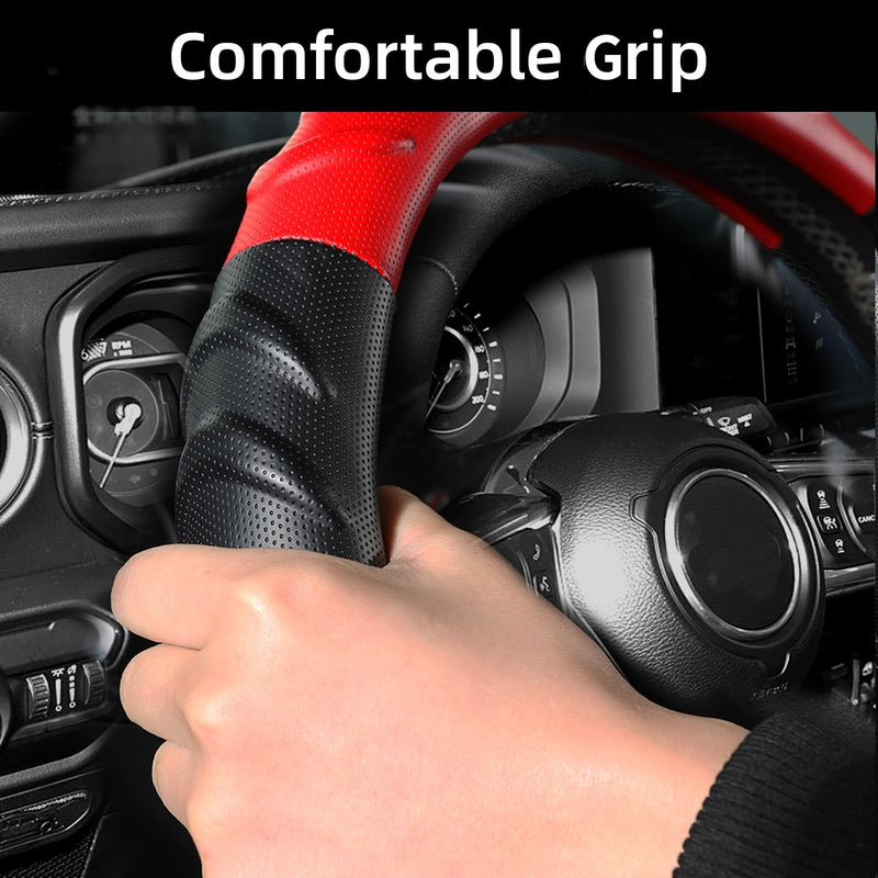 Car Steering Wheel Cover for Ford - Steering Wheel Cover for F150 F250 350, Expedition, Red Large size (15 ½''-16'')