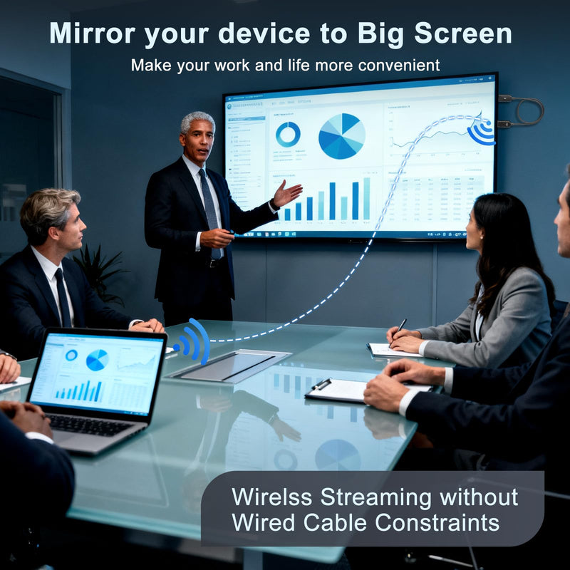Wireless HDMI Display Adapter, 4K Decoding 1080P@60Hz Screen Mirroring Cable, Plug and Play No WiFi/App/Bluetooth, 5G Dual Band AirPlay Miracast Dongle for iPhone Android PC to TV Projector Monitor Black